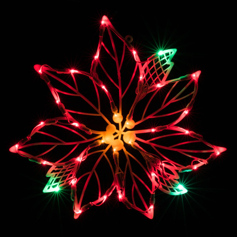 The Holiday Aisle® Poinsettia Wire Silhouette 35 Lighted Window Décor